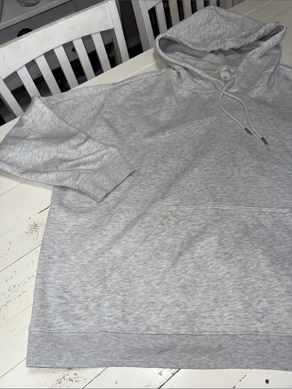 H&M Unisex Heather Gray Hooded Pullover kangaroo. Pocket XXL